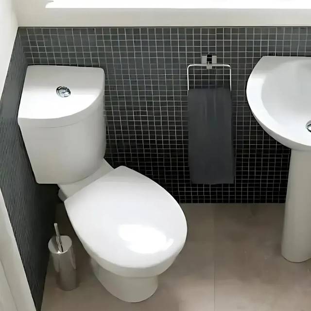 Loire Corner Close Coupled Toilet With Cistern and Slim Soft Close Seat - White