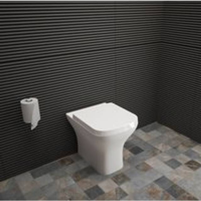 Aica Sanitaire - btw Square Toilet Back To Wall Ceramic Pan Cloakroom Soft Close Seat Bathroom wc Modern