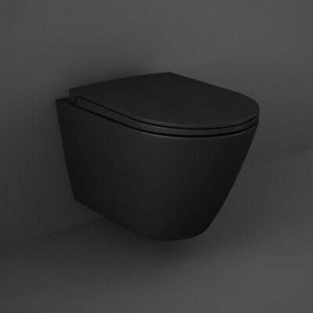 Rak Feeling Rimless Wall Hung Toilet with Soft Close Seat - Matt Black