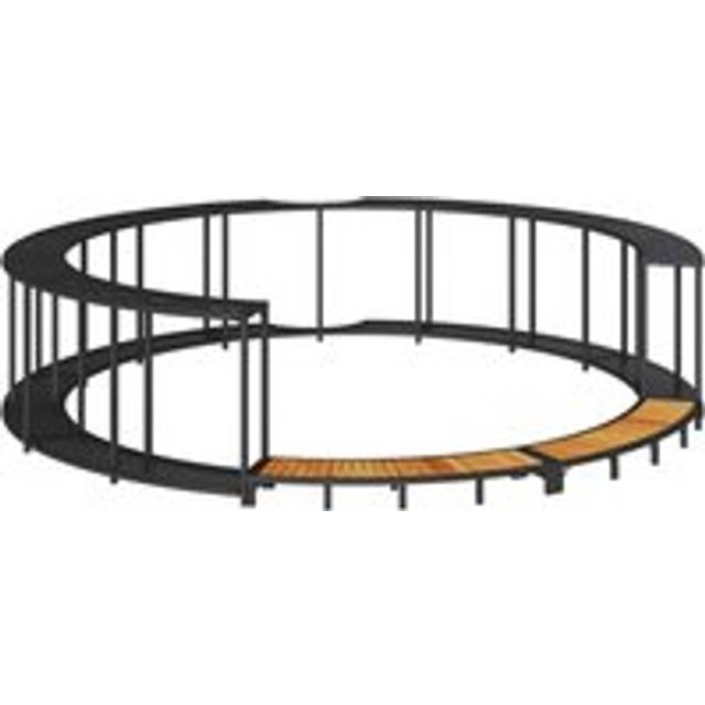 vidaXL Hot Tub Surround with Storage and Wooden Step Black Poly Rattan