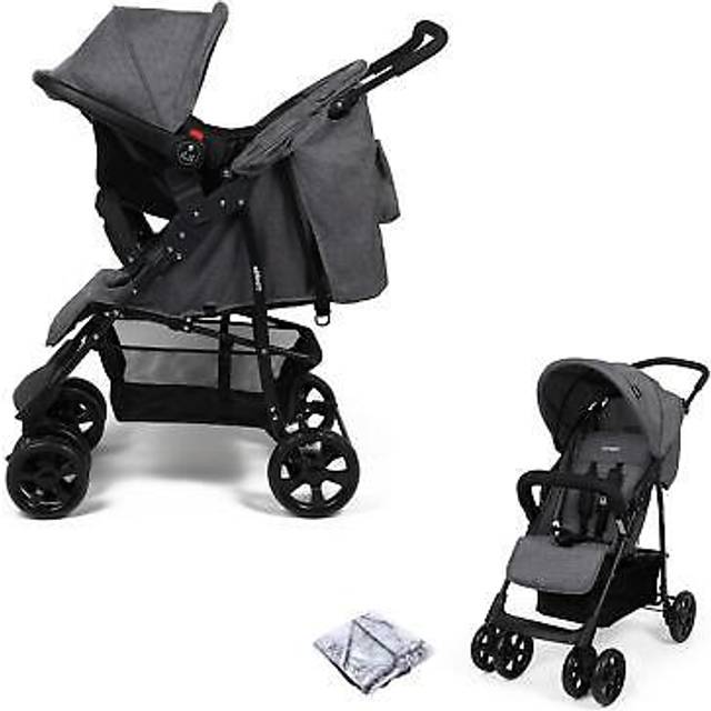 Puggle lowton luxe graphite grey 2-in-1 pushchair travel system with rain cover