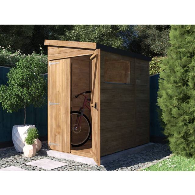 Wooden Garden Shed 1.2m x 1.8m with Pent Roof and Window, Pressure Treated Timber, Overlord Modular