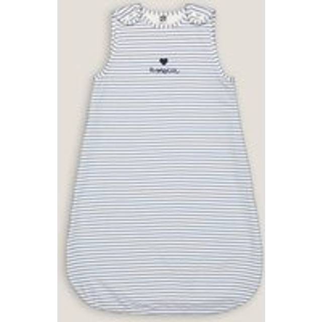 Striped Summer Sleeping Bag in Cotton Jersey - blue/ecru - 9M/18M (71 to 81CM)