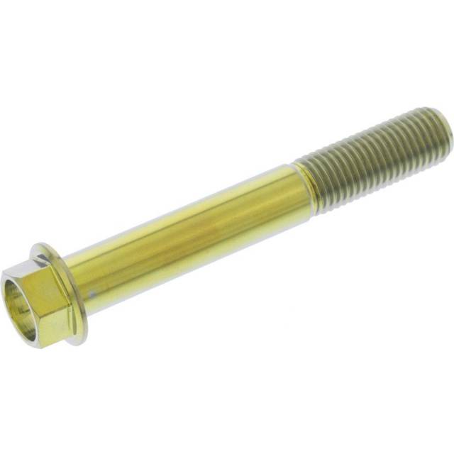 Pro-Bolt Flanged Hex Head Titanium Bolts - M10 x 1.25mm x 70mm (30mm) Gold