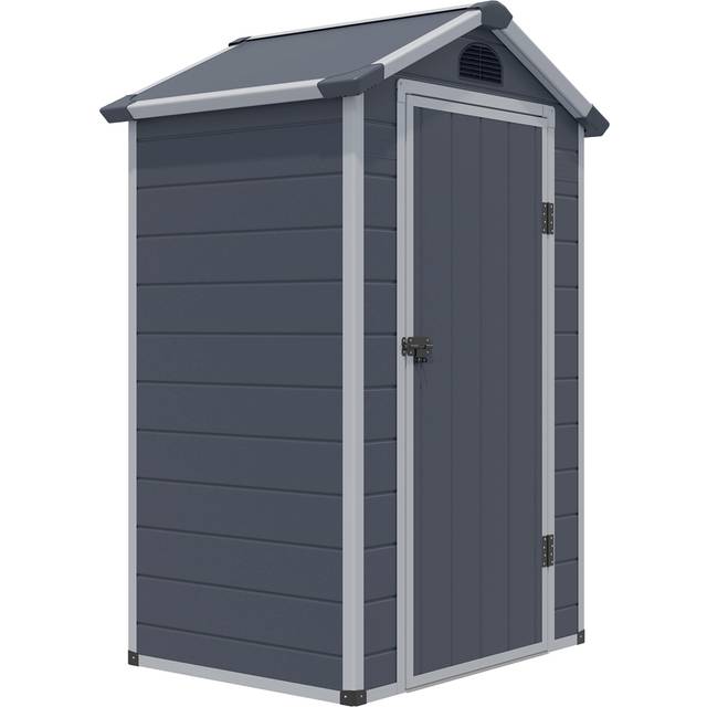 Rowlinson Airevale Plastic Apex Shed Dark Grey with Foundation Kit 4 x 3ft - Rowlinson Garden