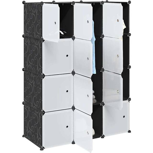 vidaXL Storage Cube Organiser with 12 Cubes and Hanging Rods PP