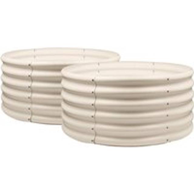 Harbour Housewares Round Raised Garden Beds - 90cm x 45cm - Ivory - Pack of 2, Cream