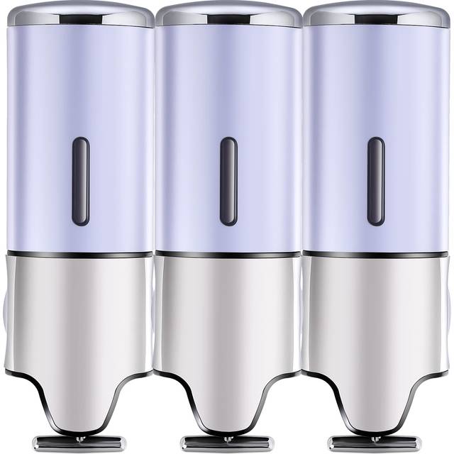 units PREMM Shampoo Dispenser Magnetic Shampoo Bottle Wall Hanging Triple 500ml x [Total 100,000 shipped] (White, 3) white