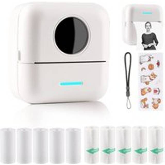 Ikodm - Mini Label Printer Mini Photo Printer for Smartphone Sticker Thermal Printer Photo Printer for Journal Travel Logo Notes Diary List Memo
