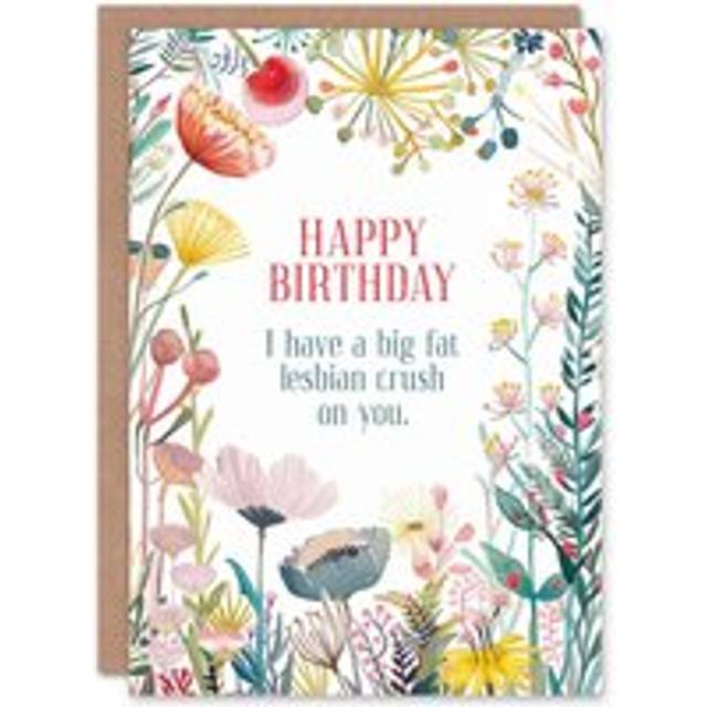 Greeting Card Big Lesbian Crush On You Floral Flowers Romantic Valentine's Day