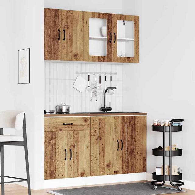 vidaXL 4 Piece Kitchen Cabinet Set Kalmar Old Wood Engineered Wood - Brown