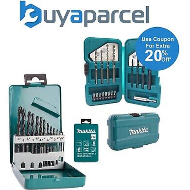 Makita D-54075 13 PC Drill Bit HSS-R Metal + 17 PC Drill Screwdriver Masony Wood