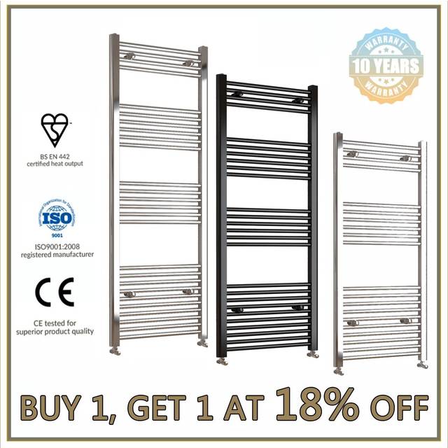 Chrome black heated towel rail radiator straight ladder warmer all sizes