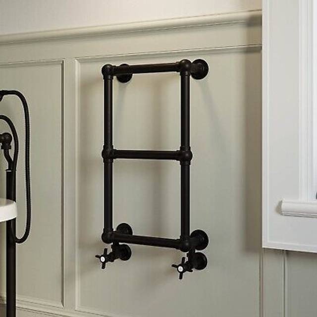 Black Vertical Traditional Towel Radiator 700 x 400mm - Regent