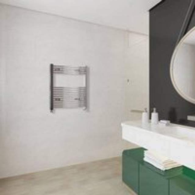 Acezanble - 800x600mm(HxW)Chrome Curved Center Heated Towel Track Heated Towel Radiator