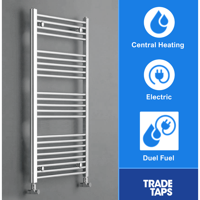 Gravahaus - 300x800mm Straight Chrome Heated Towel Warmer Ladder Rail Radiator