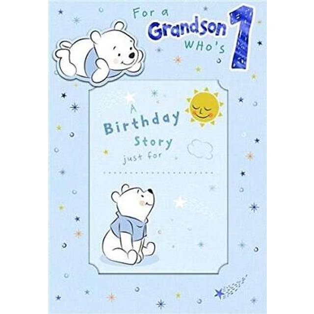 Disney winnie the pooh design grandson 1st birthday card with keepsake booklet