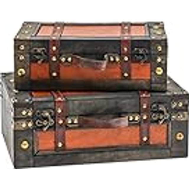 Trademark Innovations Vintage Style Wood Decorative Suitcases - (Set of 2)