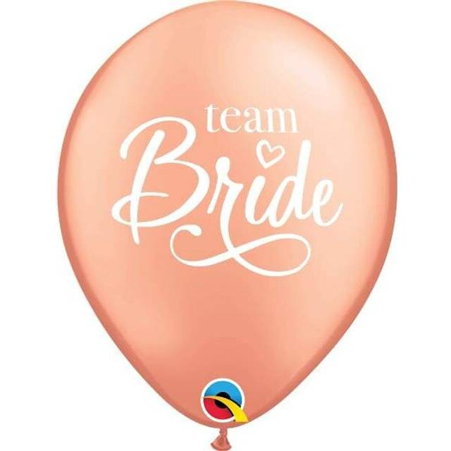 "6 x Hen Party Latex Balloons -Rose Gold ""Team Bride"" (Qualatex Helium)"