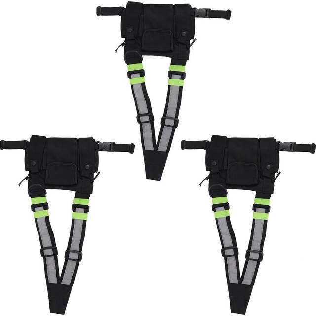 3X Radios Pocket Radio Chest Harness Front Pack Pouch for 2 Way Walkie Talkie UV-5R Black+Green