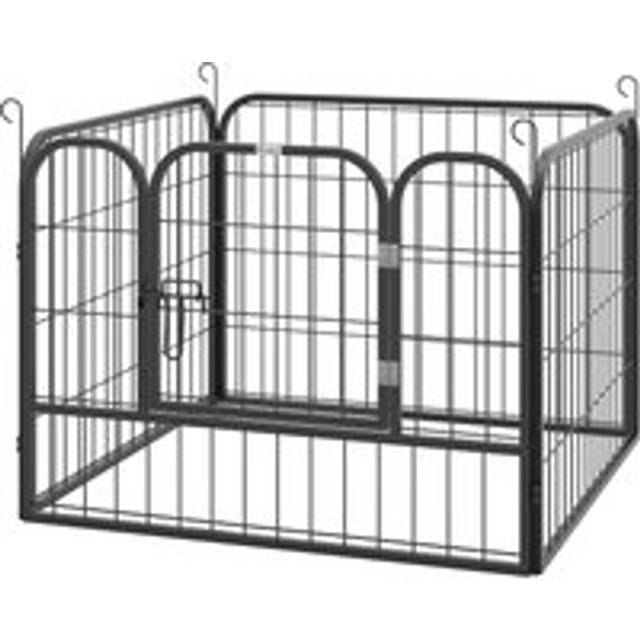 PawHut Heavy Duty Dog Pens Pet Puppy Metal PlayPen 4 Panel Foldable Dog Crate Kennel 82 x 82 x 60 cm