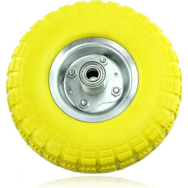 "Spares2go 10"" Solid Yellow Rubber Wheelbarrow Tyre & Axle Wheel Bearing for Cart/Barrow/Trolley"