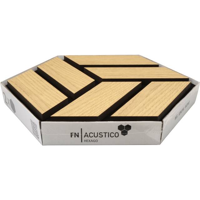 Acoustic Hex Wall Panel 3D Wood - Pale Oak - 19x300mm - Set of 2 - Brown - Kraus