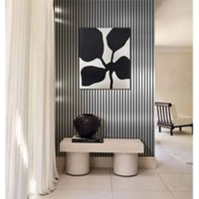 Slat Acoustic Wall Panels Aluminium Shiny 2400mm x 600mm - Metallic Silver