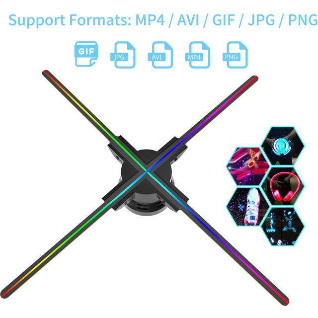 F52 3D Hologram Projector Advertising Display Fan Wall-mounted Player 3D Naked Eye 2K HD LED Photo Video Fan EU Plug