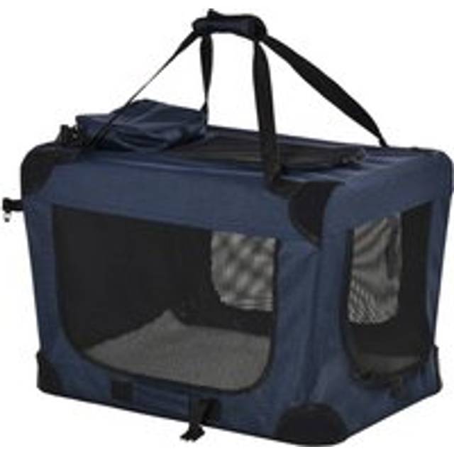 PawHut Folding Pet Carrier Bag Soft Portable Dog Cat Crate Puppy Kennel Cage House with Cushion Storage Bags Dark Blue