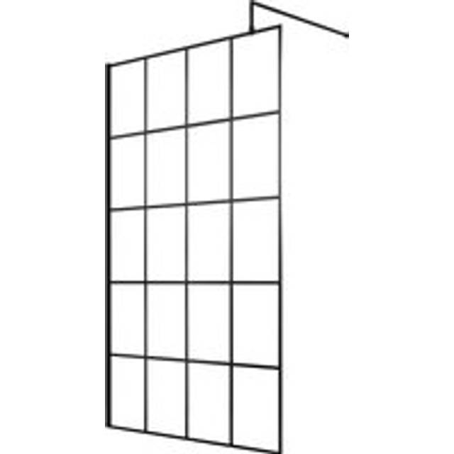 8mm Toughened Safety Glass Black Framed Wetroom Screen with Support Arm - 1200mm Balterley