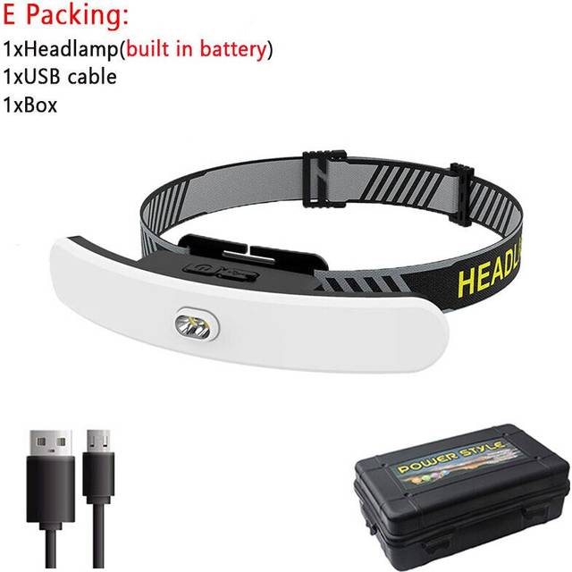 (E Packing) USB Rechargeable Headlamp Large Floodlight Multifunctional Headlight Head-mounted Strong Light Fishing Light for Camping