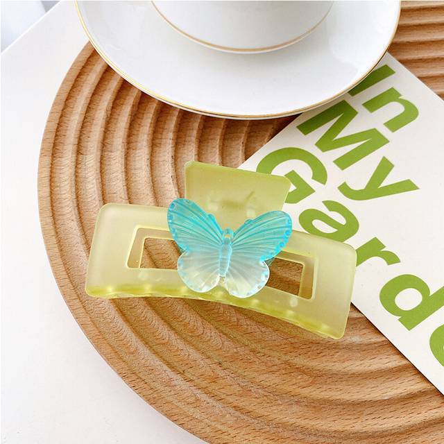 (SquareButterfly) Stunning Spring Green Butterfly Hair Claw Clip Chic And Stylish Accessory For Women