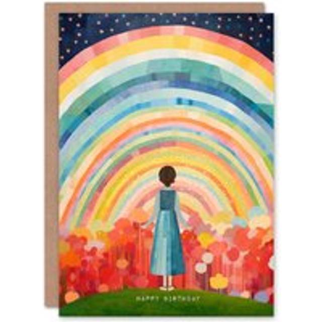 Birthday Greeting Card Rainbow Magic Woman Star Flowers For Her