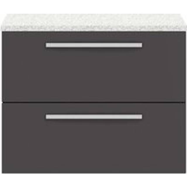 Hudson Reed - Quartet Wall Hung 2-Drawer Single Vanity Unit with Sparkling White Worktop 720mm Wide - Gloss Grey