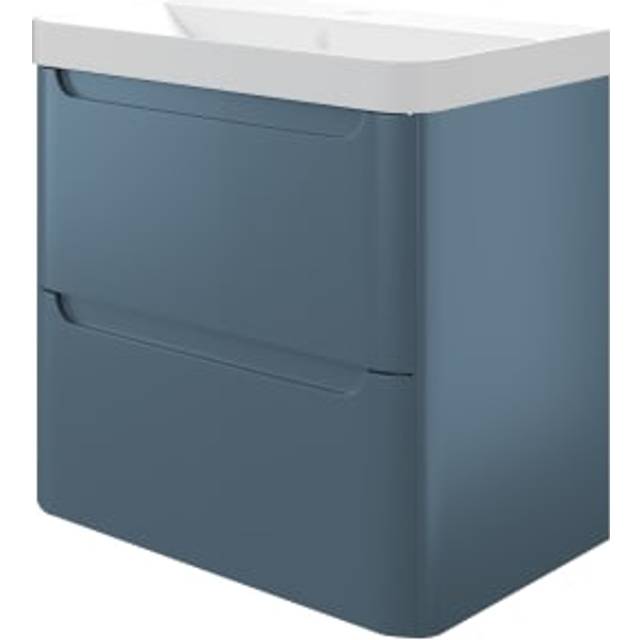 Wickes Malmo Misty Blue Wall Hung J Pull Compact Vanity Unit & Basin - 500 x 350mm