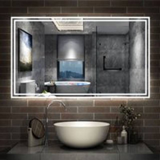 Bathroom led Mirror with Bluetooth Speaker, 3 Colors Lighting Modes, Color Changing, Demister Pad Anti-fog, Touch Switch Illuminated Smart Wall