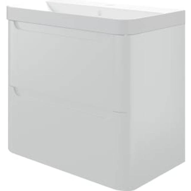 Wickes Malmo Gloss White Wall Hung J Pull Compact Vanity Unit & Basin - 600 x 350mm