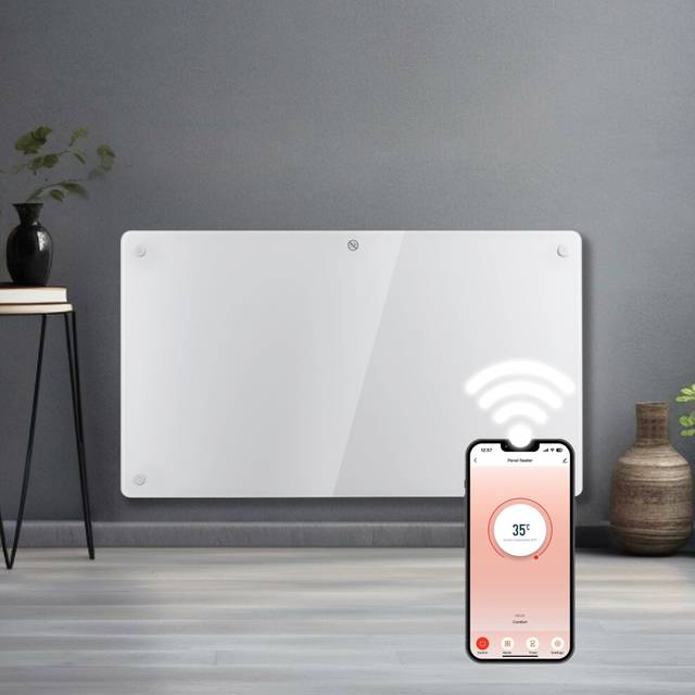 Futura 1500W White Glass Electric Panel Heater Wifi Wall Mounted, White