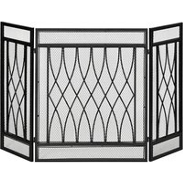 Homcom 3-Panel Folding Fireplace Screen Home Metal Mesh Fire Spark Guard 126L X 3W X 80H cm-Black