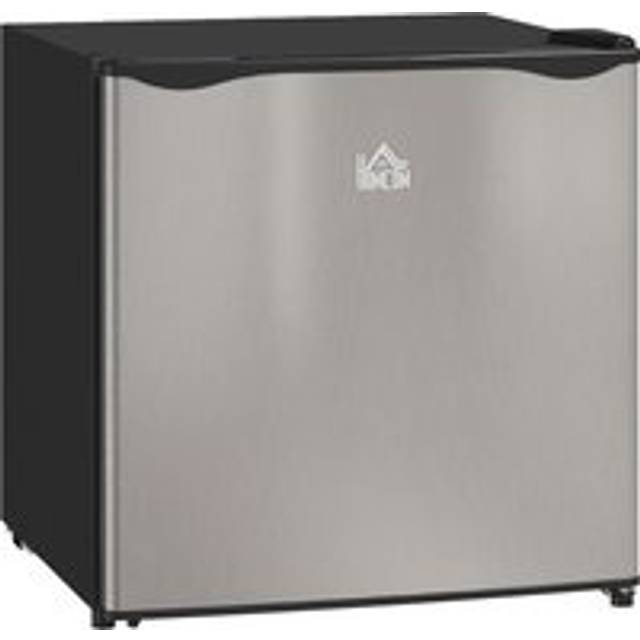 HOMCOM 46 Litre Table Top Mini Fridge, Small Fridge with Ice Box, Reversible Door, Adjustable Temperature and Legs for Bedrooms, Home Office, Silver Tone