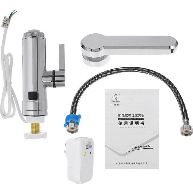 (Silver) 3300W 3s Fast Faucet Heater 360 Degree Rotation Electric Tap Instant Hot Water