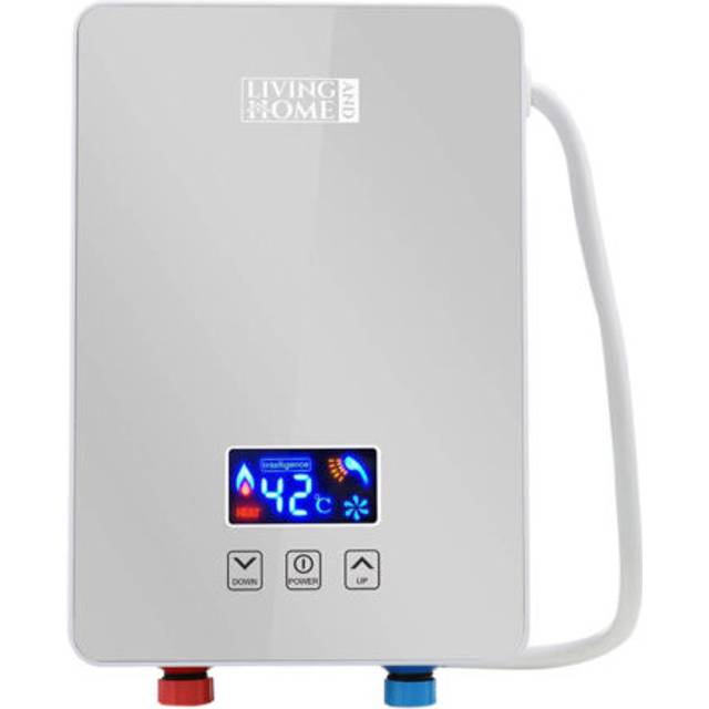6kW Tankless Electric Water Heater with Shower Head Digital Temperature Display - Silver
