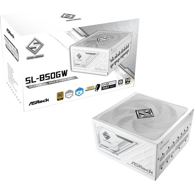 Asrock 850W Steel Legend SL-850GW PSU Fully Modular 80+ Gold Cybenetics Platinum & Lambda A+ ATX 3.1 PCIe 5.1 White