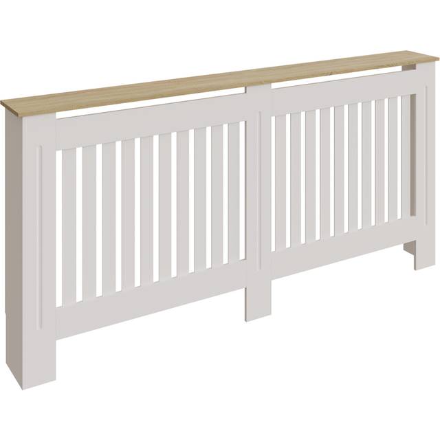 GFW Longslow White and Oak Vertical Slat Radiator Cover XL