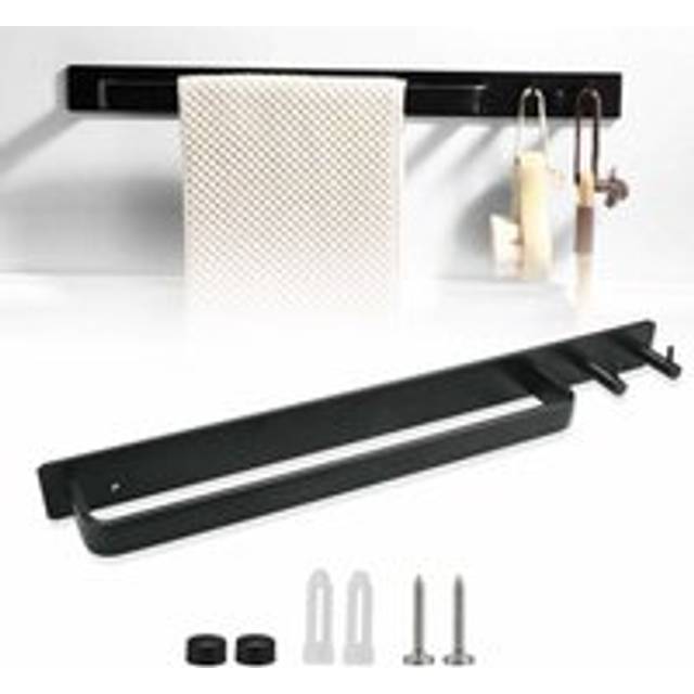 Gabrielle - Wall Mounted Towel Rail, Aluminum Towel Holder with Hooks, Towel Rack with Screws, Durable Towel Holder, Rustproof, Length 40 cm, for