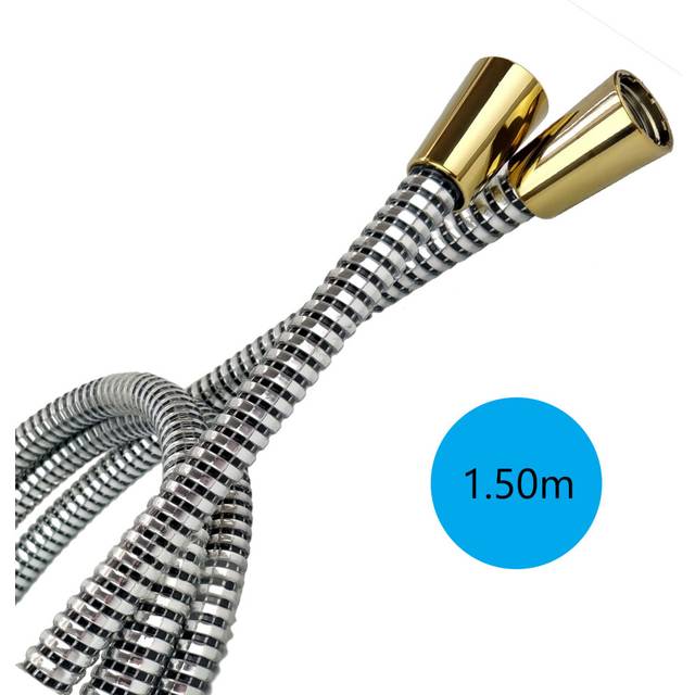 (1.5m) Flexible PVC Replacement Black/Chrome/Gold Bathroom Shower Hose Pipe All Sizes