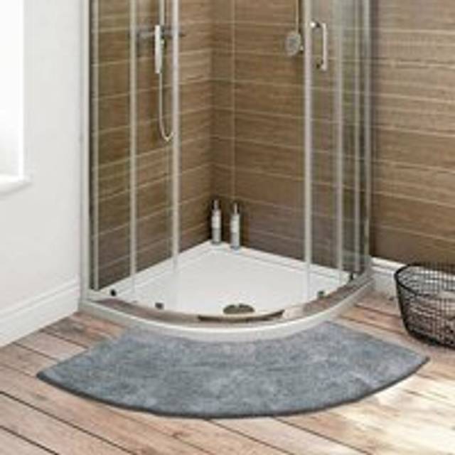 Corner Shower Mat, Serrated Round Shower Mat, Quarter Round Microfiber Shower Mat, Gray, 45x100cm
