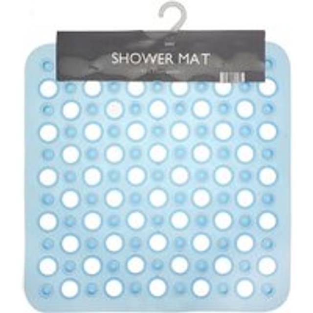 Shower Mat PVC Safety Suction Cups Retro Style Square 43cm - Blue
