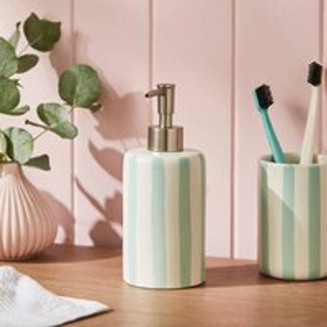 Coastal Stripe Green Soap Dispenser